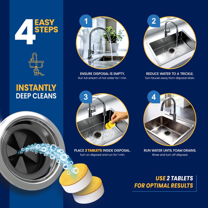 Bright Choice Garbage Disposal Cleaner and Deodorizer Tablets - 24 Pack, XL Citrus Foaming Tablet for Kitchen Sink Freshener, Drain Cleaner & Odor Eliminator - 1 Year of Sink Cleaning Supply - Image 2