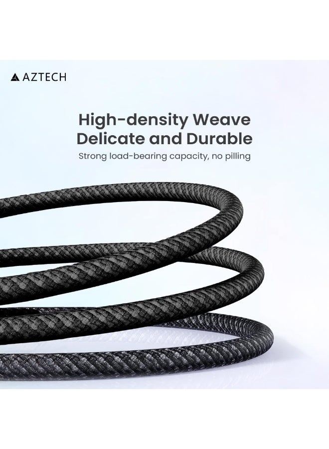 Aztech كابل هايبر كابل USB C إلى USB C 240W 1M شحن سريع 48V/5A PD E-Marker كابل نوع C مضفر لأجهزة اللابتوب ماك بوك جالاكسي S24 ستيم ديك أجهزة الألعاب سلك متين مضاد للتشابك أسود أزرق - Image 4