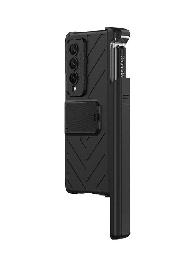 NIBEMINENT Samsung Galaxy Z Fold 3 5G Case with Pen Screen Protector Glass Film Built-in Kickstand Full Body Protection Black  - Image 3