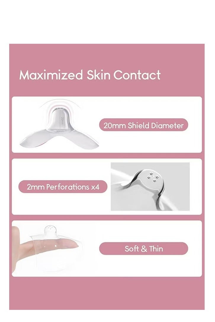 Nipple Shields Breastfeeding 20MM, Nipple Shell Guards for Nursing Newborn Baby, BPA Free Reusable Soft Silicone for Breastfeeding with Latch Difficulties or Flat or Inverted Nipples (2 Count) - Image 2