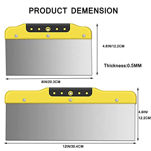 DEKEones Drywall Taping Knife Set, Stainless Steel Putty Knives Scraper with Tapered Blade for Wall Decoration Hand Tools(8",12") - Image 2