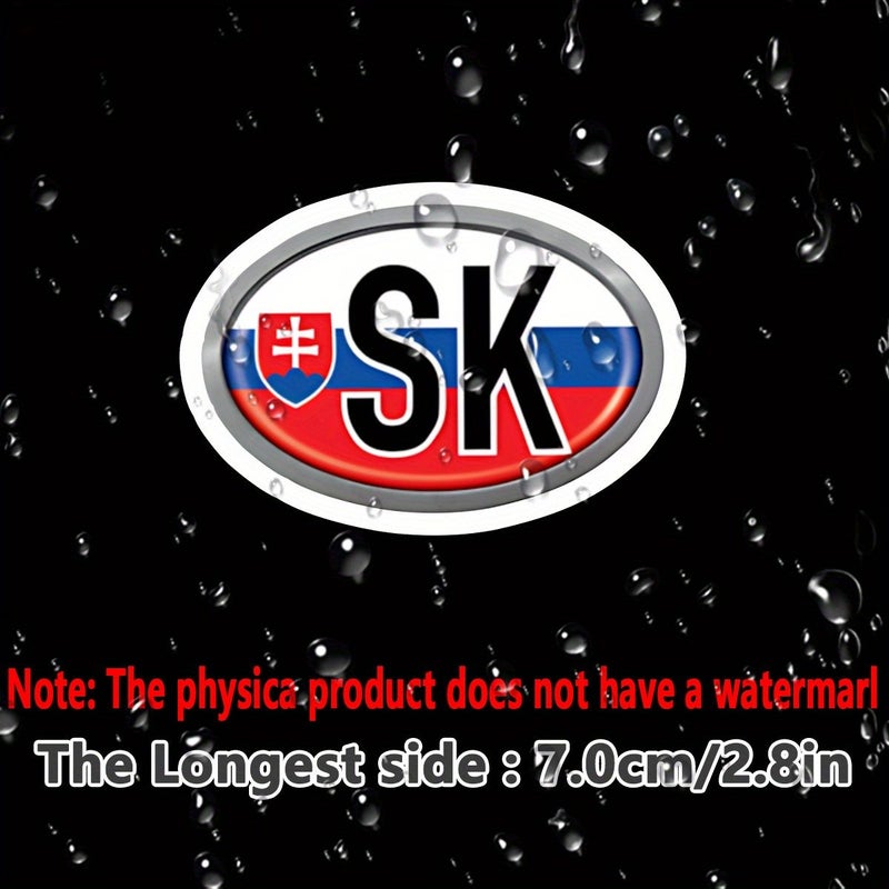 2 Pcs Slovakia International Vehicle Code Metal Plate Sticker Auto Identification Tag Car Registration Plate Adhesive Minimalist Design - Image 2