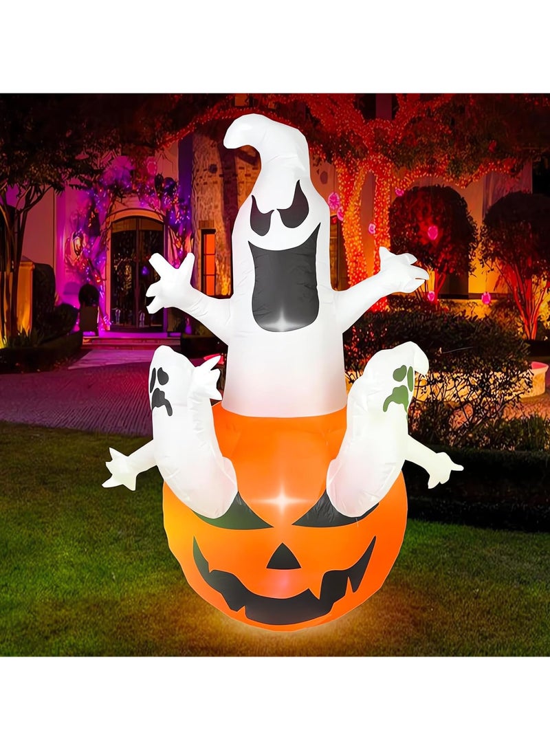 AUTOYSUR Holiday Decorations Inflatable Pumpkin Ghosts Lights,Outdoor Decorations Large Party Yard Decorations,1.8m White Ghost Pumpkin,Quick Inflating Ghost for Party Decorations - Image 2