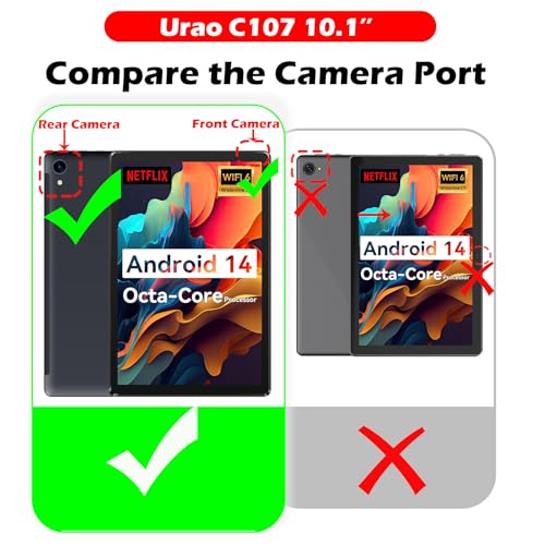 YRH for Urao C107 10.1 inch Tablet Case 2024, Kids EVA Shockproof Cover with Handle Kickstand for Urao Android Tablet 10.1'' (Blue) - Image 2