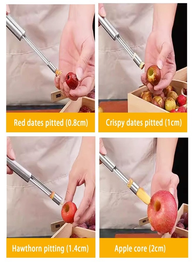 Coufce Multi-Function Corer and Pitter Set 4 Pieces Stainless Steel Remover Tools for Apple, Pear, Cherry, Jujube, Red Dates Suitable for Home Kitchen - Image 2