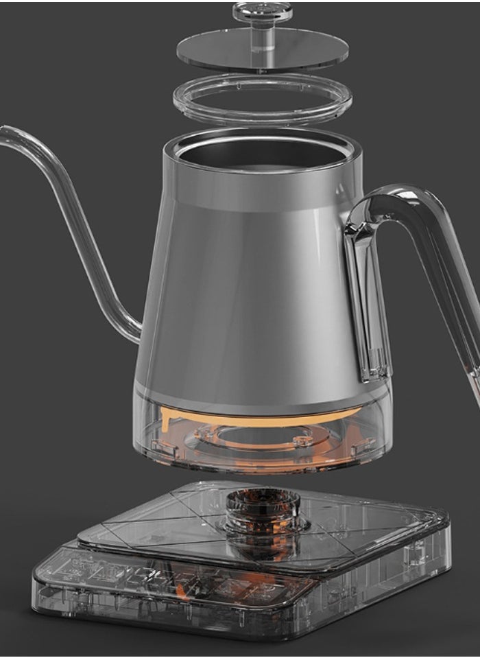 Joshberg Electric Gooseneck Kettle with Temperature Control,Pour Over Coffee Kettle for Coffee Tea Brewing, Visual Glass Lid, 1350W Rapid Heating, 0.8L, Black  - Image 5
