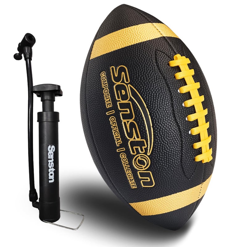 Senston Football Official Size 9/ Premium Composite Leather High School Size Football with Pump - Image 1