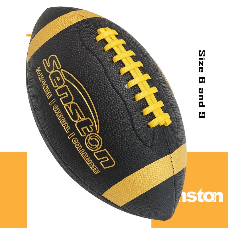 Senston Football Official Size 9/ Premium Composite Leather High School Size Football with Pump - Image 3