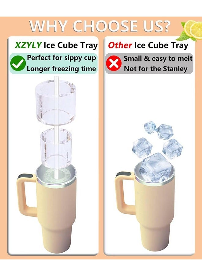 XiuWoo Ice Cube Tray for Stanley Cup,Ice Mold with Lid & Bin for 30&40 oz Stanley Tumblers Accessories,Easy Release Silicone Ice Maker for Ice Drink,Juice - Image 3