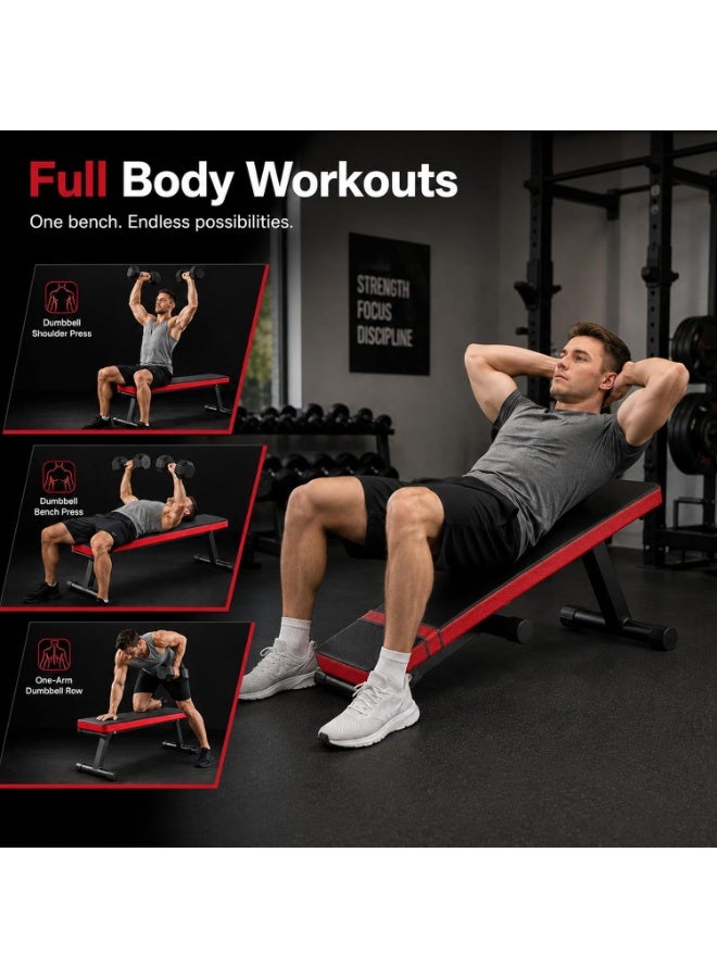 WALALLA Foldable Weight Bench for Home Gym, Flat & Adjustable Strength Training Bench with 200kg Load Capacity, Padded PU Leather Workout Bench for Dumbbell Press, Sit-Ups, Ab Exercises and Full Body Fitness - Image 2