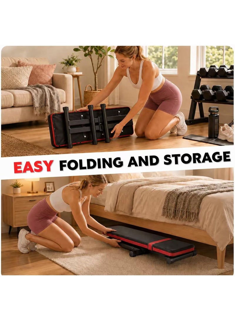 WALALLA Foldable Weight Bench for Home Gym, Flat & Adjustable Strength Training Bench with 200kg Load Capacity, Padded PU Leather Workout Bench for Dumbbell Press, Sit-Ups, Ab Exercises and Full Body Fitness - Image 3