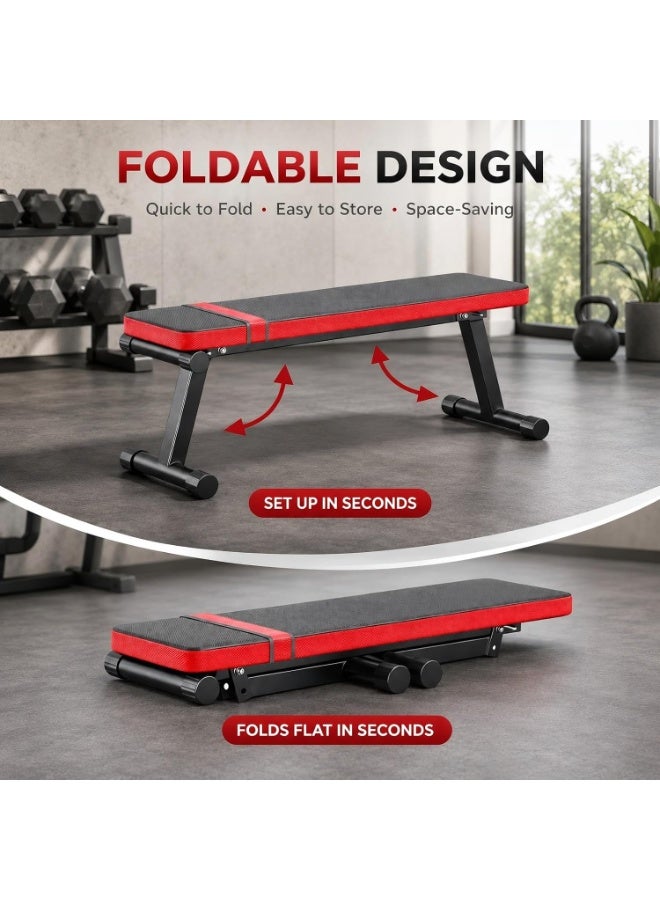 WALALLA Foldable Weight Bench for Home Gym, Flat & Adjustable Strength Training Bench with 200kg Load Capacity, Padded PU Leather Workout Bench for Dumbbell Press, Sit-Ups, Ab Exercises and Full Body Fitness - Image 5