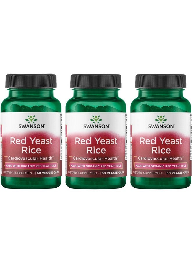 Swanson Made with Organic Traditional Red Yeast Rice 600 Milligrams 60 Veg Capsules (3 Pack)
