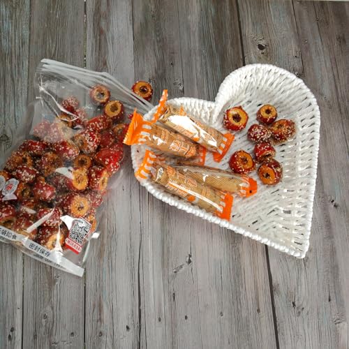 BinaryABC Heart Shaped Rattan Basket,Fruit Vegetables Bread Rattan Basket(White) - Image 5