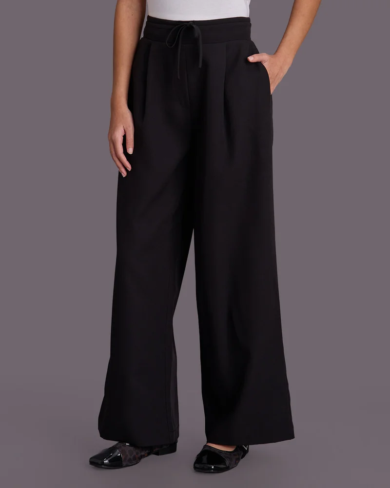 Redtag Senior Girls Black Wide Leg Pants