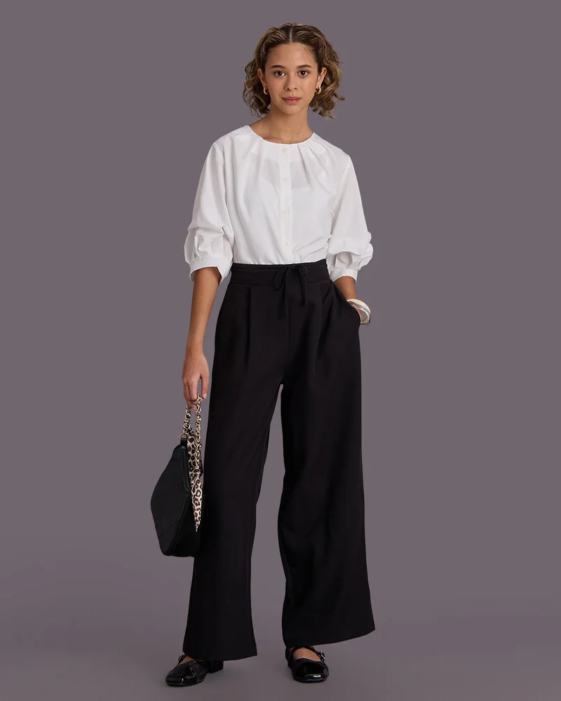 Redtag Senior Girls Black Wide Leg Pants