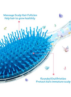 Patelai 2 Pieces Kids Wet Hair Brush Confetti Glitter Detangler Hair Brush Set Soft Bristles Massage Brush for Baby Kids Girls Christmas Holiday Presents (Bunny and Unicorn)  - Image 2