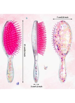 Patelai 2 Pieces Kids Wet Hair Brush Confetti Glitter Detangler Hair Brush Set Soft Bristles Massage Brush for Baby Kids Girls Christmas Holiday Presents (Bunny and Unicorn)  - Image 4