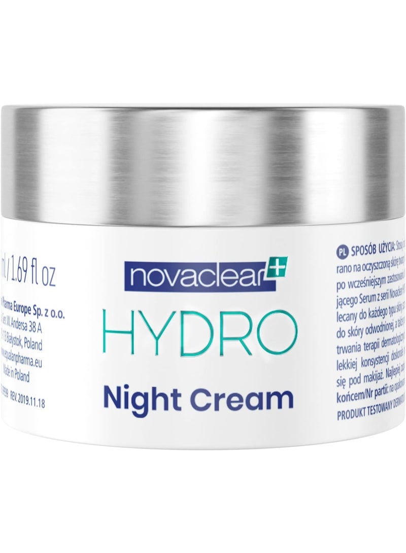 Novaclear Hydro Night Cream 50ml – Lightweight Gel Moisturizer with Hyaluronic Acid, Vitamin E & Antioxidants - Image 1