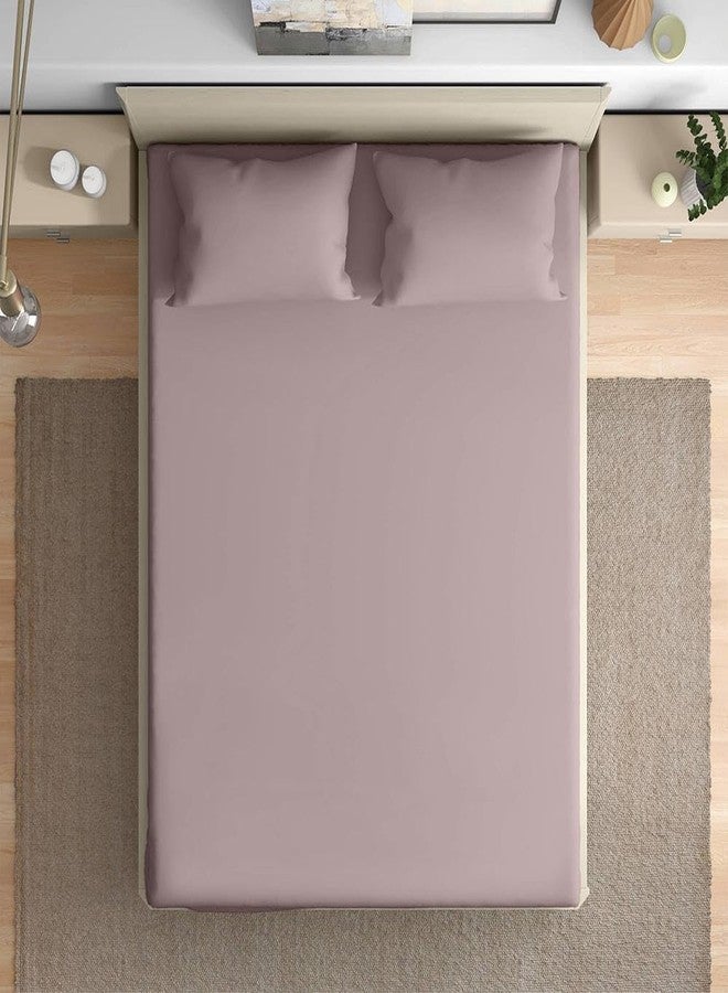 Wakefit Cotton Flat Bedsheet | 160 TC Bedsheet for Double Size Bed with 2 Pillow Covers | Wood Rose - 100x90 inches - Image 5
