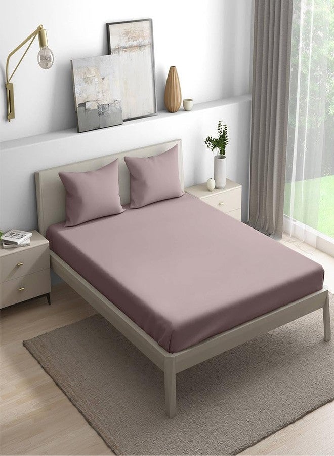 Wakefit Cotton Flat Bedsheet | 160 TC Bedsheet for Double Size Bed with 2 Pillow Covers | Wood Rose - 100x90 inches - Image 1