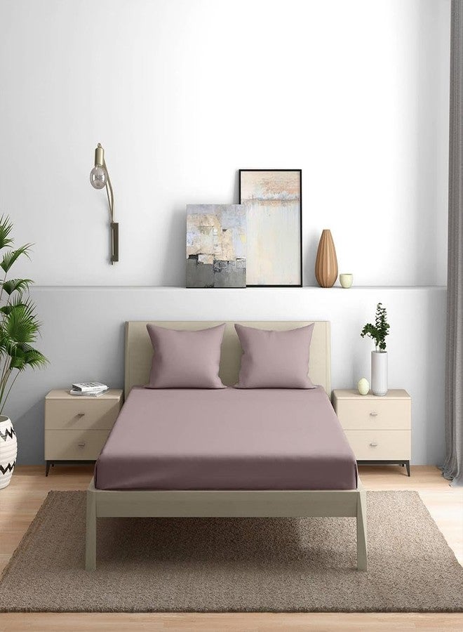 Wakefit Cotton Flat Bedsheet | 160 TC Bedsheet for Double Size Bed with 2 Pillow Covers | Wood Rose - 100x90 inches - Image 3