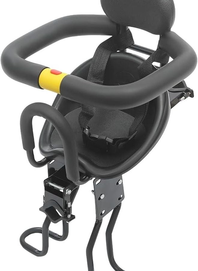 Aluminum Alloy Front Mount Bike Child Seat 22 Inch 77lb Capacity Safety Guardrail - Image 1