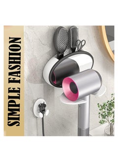 KASTWAVE Hair Dryer Holder with Mirror, Self Adhesive Hair Dryer Holder Wall Mounted, Foldable Hair Blow Dryer Rack, Hair Tool Organizer for Curling Iron Compatible with Most Hairdryers  - Image 3