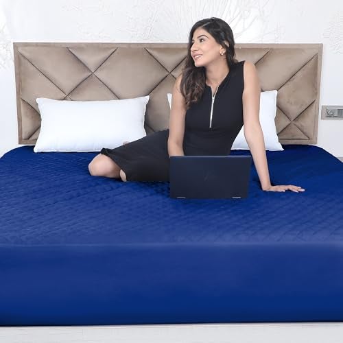 AVI Ultra Soft Waterproof Quilted Fitted Mattress Protector King Size Breathable Hypoallergenic Noiseless Bed Protector Mattresses Cover (King 72x78 inch | 6x6.5 ft, Navy Blue) - Image 1
