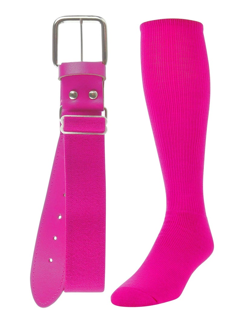 TCK BaseballSoftball Adult Belt Socks Combo Set Hot Pink Large - Image 2