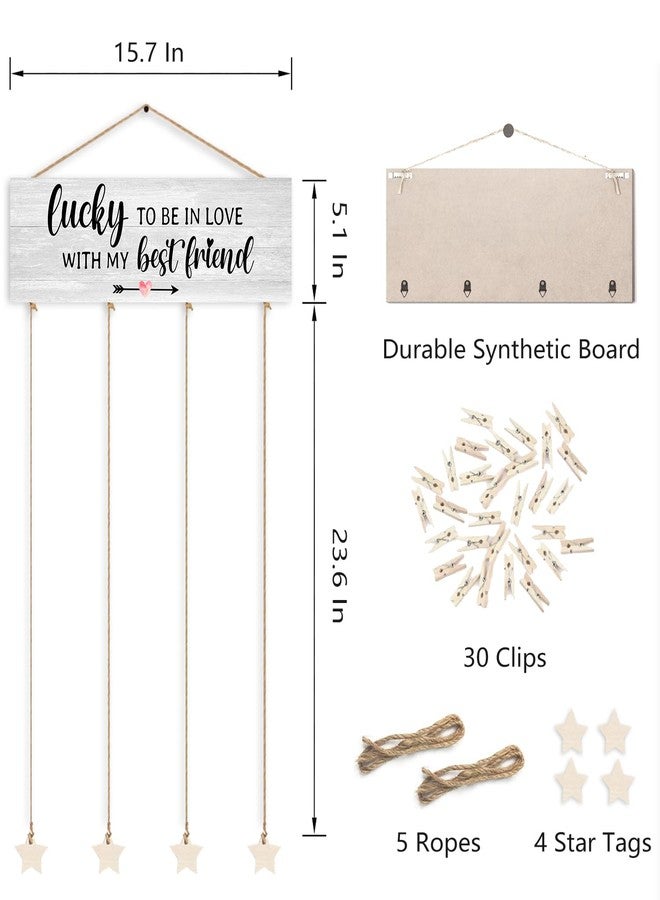 Orchroma لوحة صور للأزواج من أوركروما، "محظوظة لأني أحب صديقي المفضل"، لوحة عرض صور معلقة بمشابك، ديكور جداري لصور مجمعة، هدية مثالية للأزواج في أعياد الميلاد والذكرى السنوية، هدية للحبيب أو الحبيبة أو الزوج أو الزوجة أو الخطيب/الخطيبة - Image 3