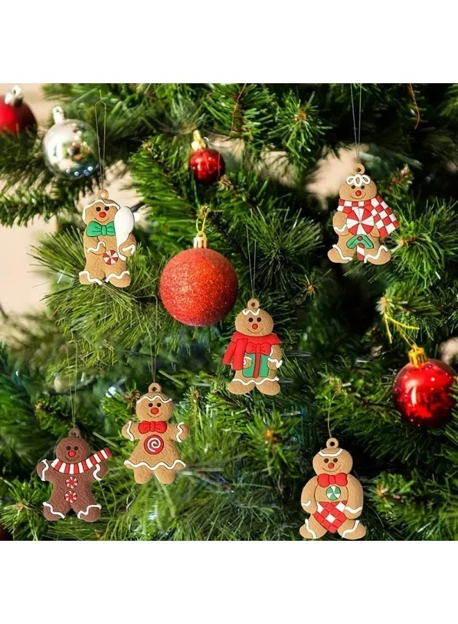 Kandid مجموعة زينة شجرة عيد الميلاد KANDiD، زينة رجل الثلج، الرنة، والدب للمنزل والحديقة، زينة حفلات (10 قطع - خبز الزنجبيل) - Image 5