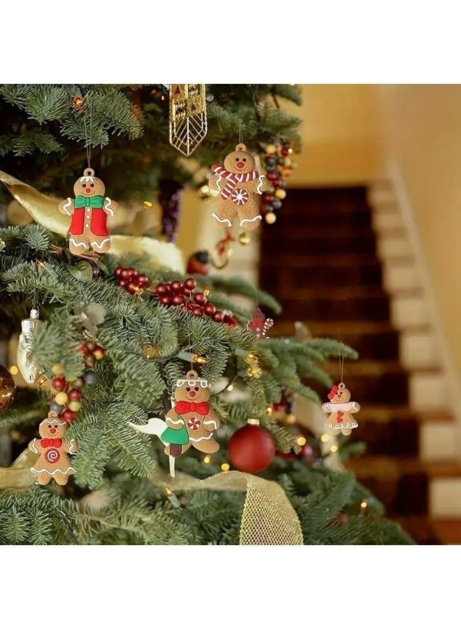 Kandid مجموعة زينة شجرة عيد الميلاد KANDiD، زينة رجل الثلج، الرنة، والدب للمنزل والحديقة، زينة حفلات (10 قطع - خبز الزنجبيل) - Image 4