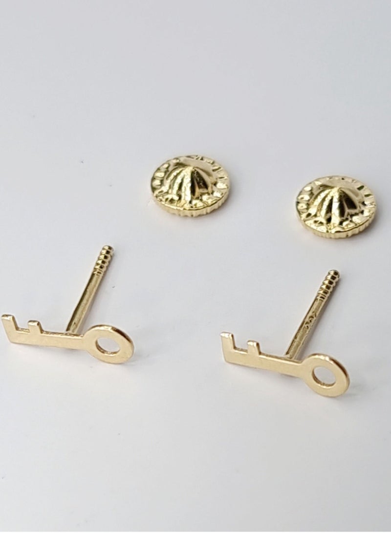 Hamsa.ae 18K Pure Gold Key Screw Earring Set - Image 1