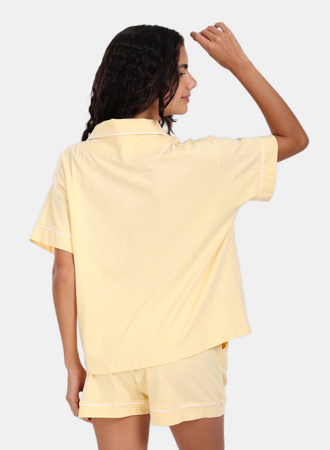 Carina Light Yellow Cotton Pyjama Set - Image 3