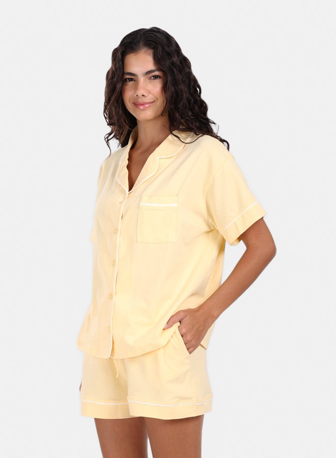 Carina Light Yellow Cotton Pyjama Set - Image 2