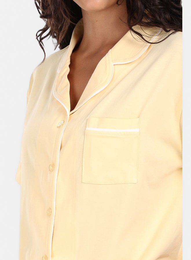 Carina Light Yellow Cotton Pyjama Set - Image 5