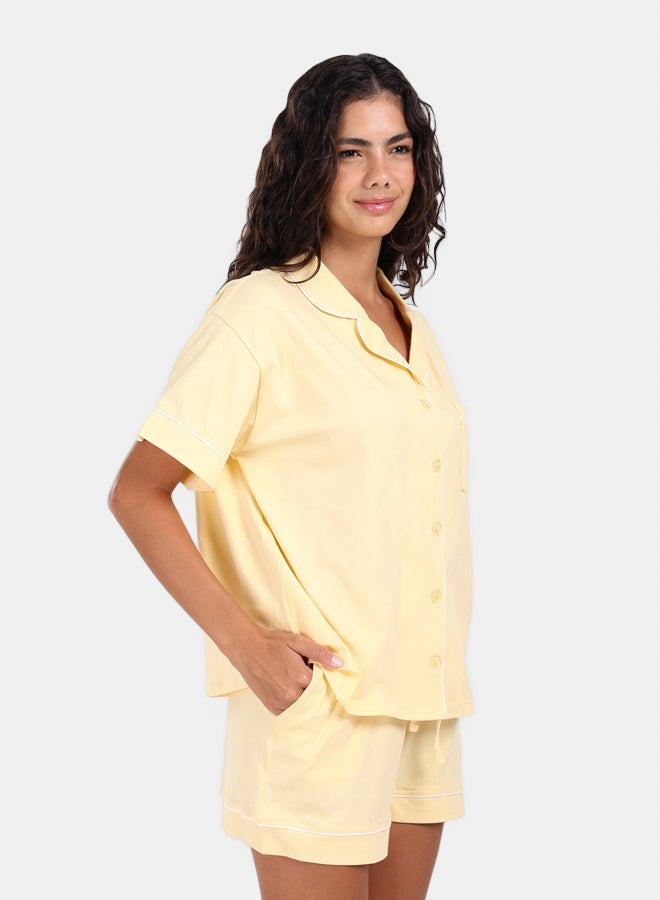 Carina Light Yellow Cotton Pyjama Set - Image 4