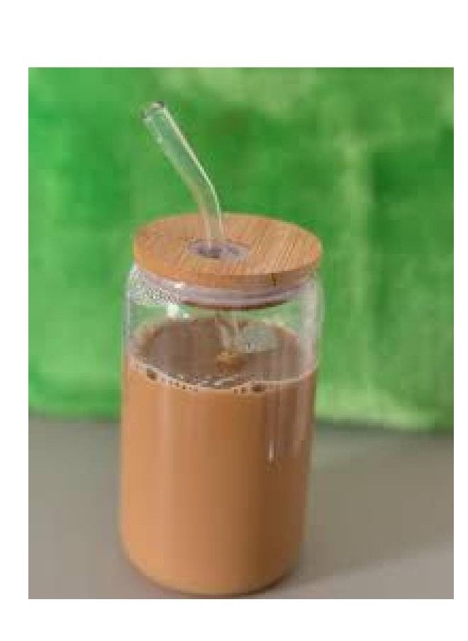 Generic - Mug can with straw, glass, with lid, 500 ml - Image 1