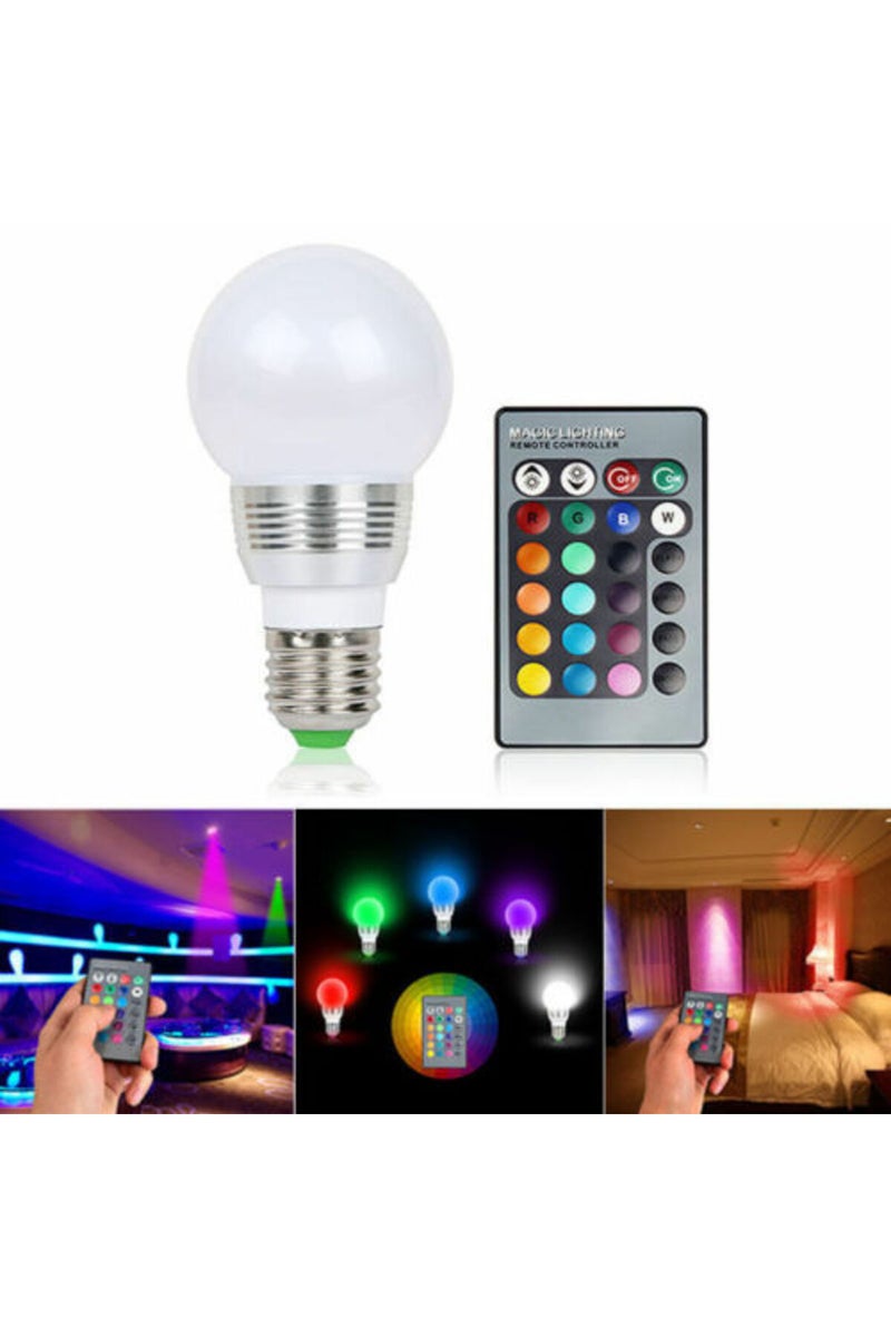 E27 Smart Light Bulb, 3W Color Changing LED Bulbs, 16 Colors Changing with Remote Control