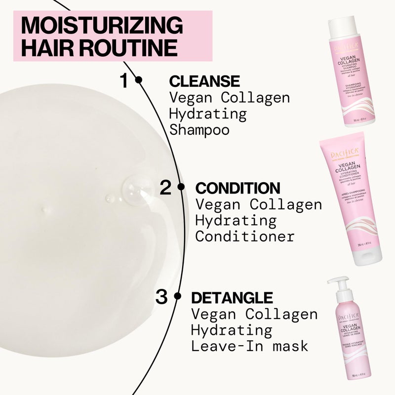 Pacifica Vegan Collagen Hydrating Shampoo & Conditioner Set â€“ Moisturizing Hair Care for Dry Brittle Hair, Biotin & Avocado Oil for Strength & Shine, Thickening Clean Vegan Dermatologist Tested, 12 oz - Image 5