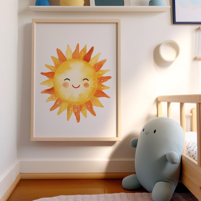 TNESSENTIAL Aesthetic Smiling Sun Wall Art Print or Canvas, You Are My Sunshine Minimalist Sun Poster, Aesthetic Kids Bedroom Perfect Gift For Kids - Image 3