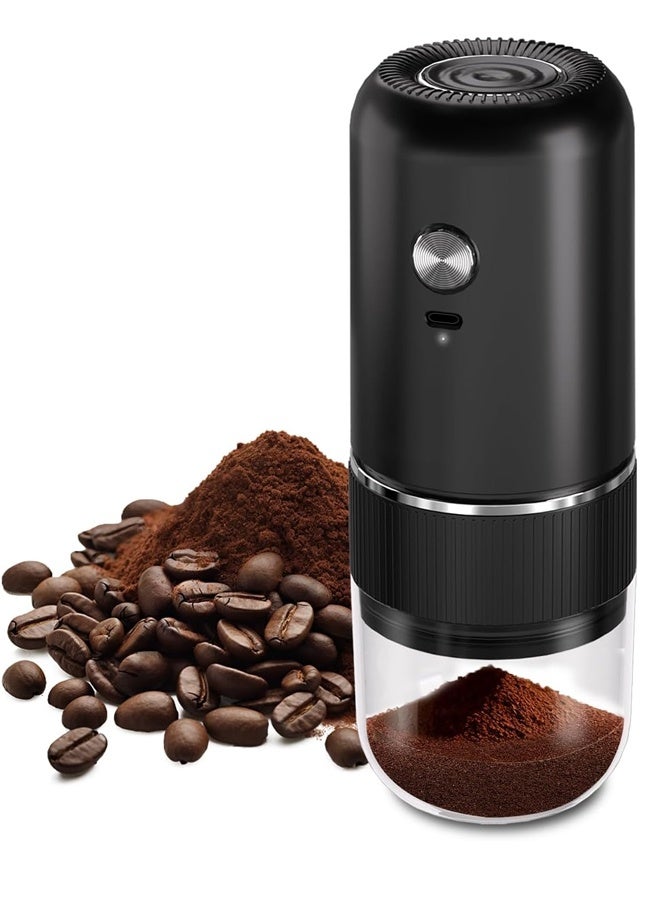 هومستر طاحونة قهوة محمولة ، طاحونة حبوب القهوة الكهربائية القابلة لإعادة الشحن مع الخشنة القابلة للتعديل ، طاحونة قهوة إسبريسو صغيرة لاسلكية للاستخدام المنزلي ، السفر ، التخييم ، المكتب (الأسود) - Image 1