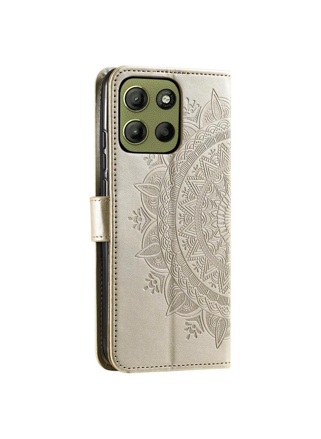 S-TOP Case For Motorola Moto G15 Totem Flower Embossed Leather Phone Case with Lanyard - Image 3