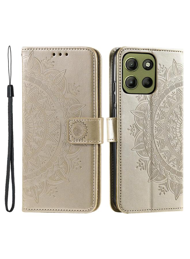 S-TOP Case For Motorola Moto G15 Totem Flower Embossed Leather Phone Case with Lanyard - Image 1