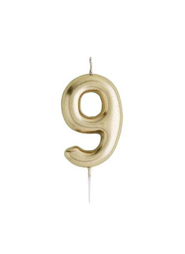 Hootyballoo Gold Number '9' Candle 