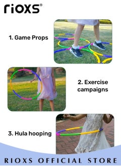 RIOXS Exercise Hula Hoops for Adults Exercise Hoops Snap Together Detachable Adjustable Weight Size Plastic Hoop Hoola Rings Kids Colorful Hoops Ring for Girls Boys Fitness  - Image 2