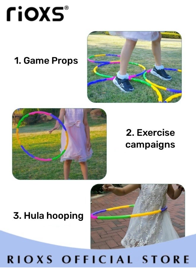 RIOXS - Exercise Hula Hoops for Adults Exercise Hoops Snap Together Detachable Adjustable Weight Size Plastic Hoop Hoola Rings Kids Colorful Hoops Ring for Girls Boys Fitness - Image 1