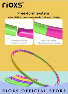 RIOXS Exercise Hula Hoops for Adults Exercise Hoops Snap Together Detachable Adjustable Weight Size Plastic Hoop Hoola Rings Kids Colorful Hoops Ring for Girls Boys Fitness  - Image 3