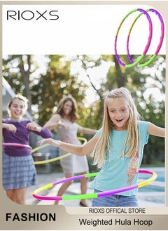 RIOXS Exercise Hula Hoops for Adults Exercise Hoops Snap Together Detachable Adjustable Weight Size Plastic Hoop Hoola Rings Kids Colorful Hoops Ring for Girls Boys Fitness  - Image 1